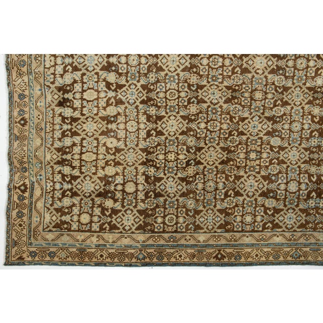 Brown Brown Antique Malayer Wool Rug Handmade With Allover Pattern For Sale - Image 8 of 10