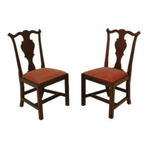 Pair Benchmade Handcrafted Cherry Chippendale Side Chairs