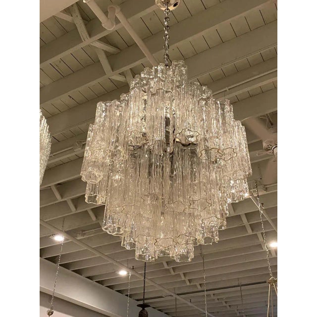 Italian Italian Mid-Century Modern Round Tiered Tronchi Chandelier For Sale - Image 3 of 8