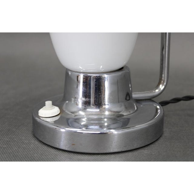 Silver Art Deco Chrome and Opal Glass Table Lamp from Napako, Former Czechoslovakia, 1930s For Sale - Image 8 of 15