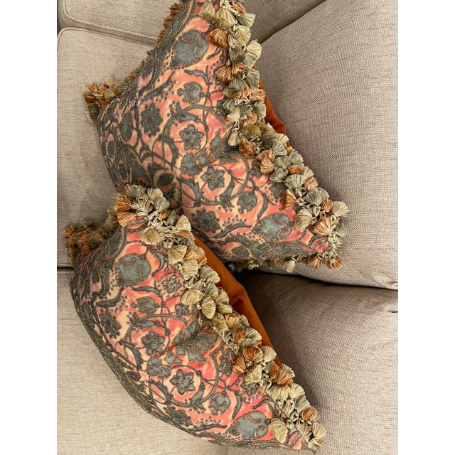 2000 - 2009 Beaded Fortuny Pillows- Set of 2 For Sale - Image 5 of 9