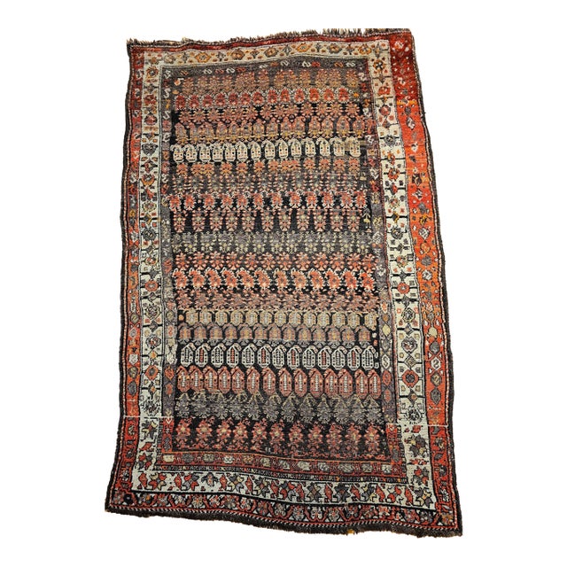 Vintage Persian Malayer Area Rug, Hand-Knotted Wool, Allover Paisley Design For Sale