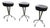 Chrome Frame Stools with Black Seats, 1970s, Set of 3 For Sale