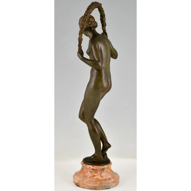 Joe Descomps Cormier, Art Deco Nude with Garland, 1925, Bronze For Sale - Image 4 of 13