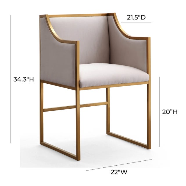 Atara Cream Velvet Chair with Gold Frame For Sale In Los Angeles - Image 6 of 8