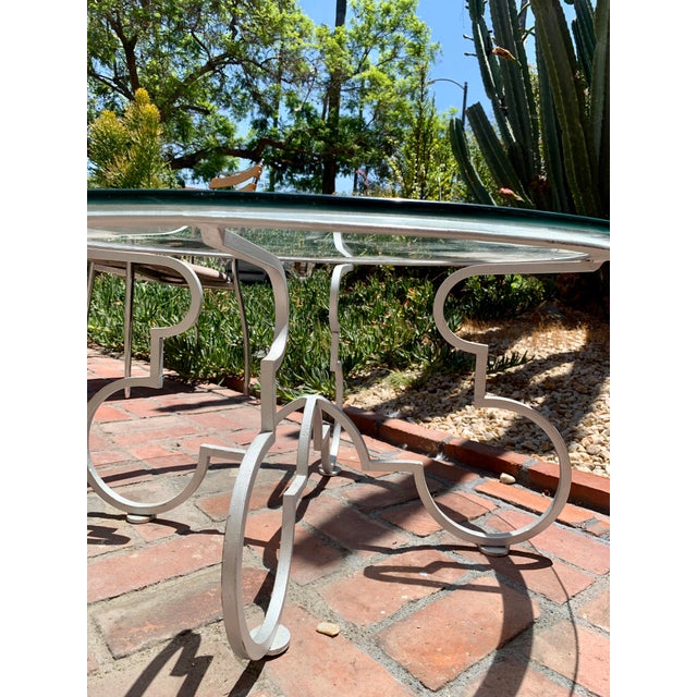 Transparent Glass Top Coffee Table Attributed to Gilbert Poillerat/Maison Ramsay For Sale - Image 8 of 9