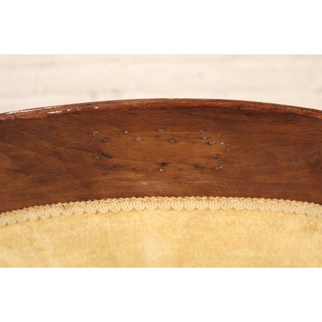 Vintage Victorian Style Gold Velvet and Walnut Settee For Sale - Image 16 of 17