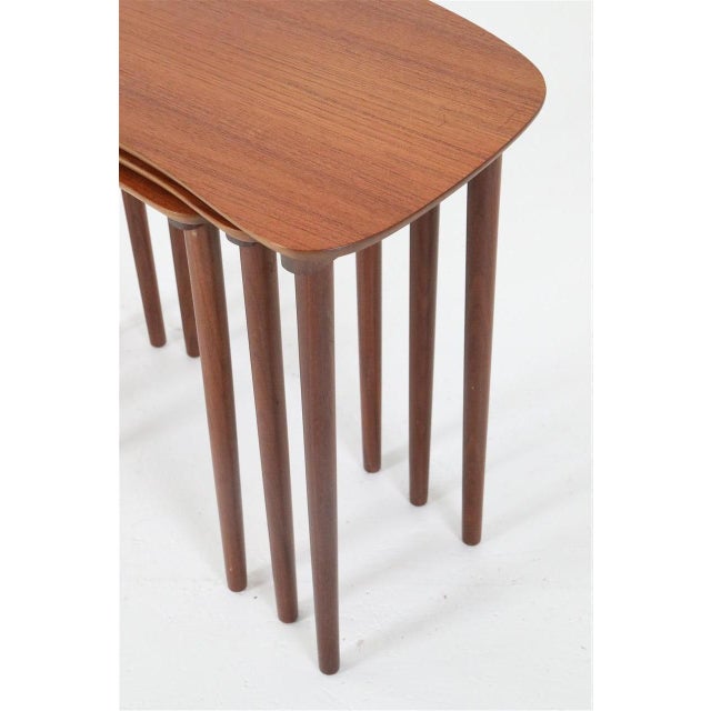 Danish Asymmetrical Teak Nesting Tables, 1960s, Set of 3 For Sale - Image 6 of 16