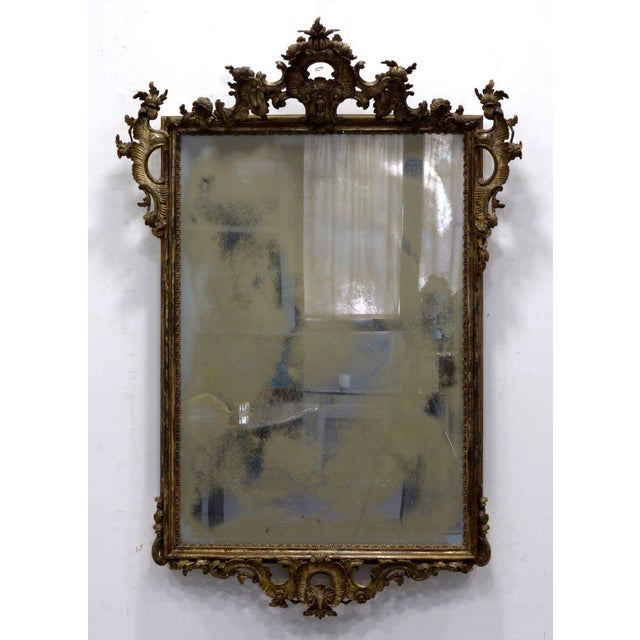 Antique Neapolitan Louis XV Giltwood Mirror with Mercury Glass, 19th Century For Sale - Image 10 of 10
