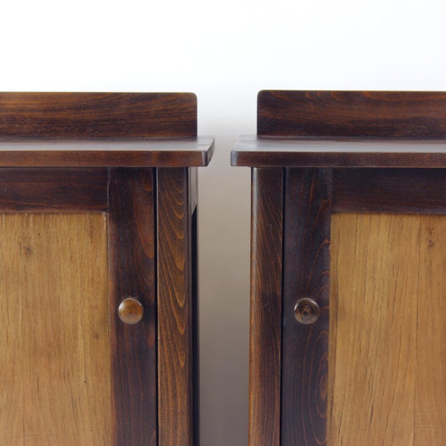 1930s Tall Vintage Bedside Tables in Wood, Czechoslovakia, 1930s, Set of 2 For Sale - Image 5 of 16