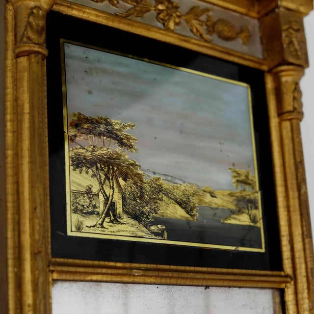 Giltwood Mirror Antique Fedreal Era Eglomise For Sale - Image 4 of 9