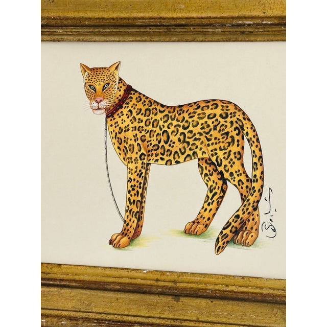 American Original Hand-Painted Leopard Painting in an Italian Antique Frame For Sale - Image 3 of 7