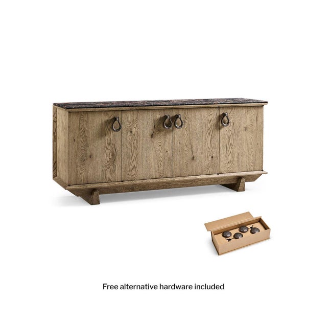 2020s Rustic Oak and Marble Buffet For Sale - Image 5 of 13