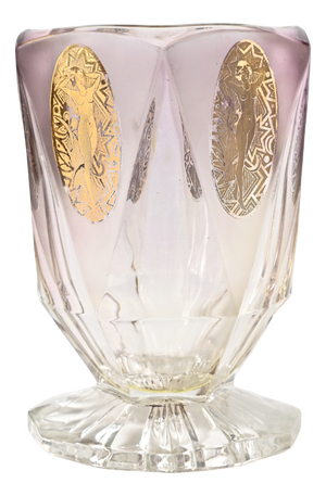 Art Deco Golden Medallion Glass Vase, 1930s