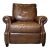 Pottery Barn James Roll Arm Top-Grain Leather Recliner Chair – Nailhead Trim, Classic Traditional Club Style, Dark Walnut Legs For Sale