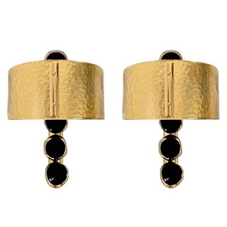 Pair of Gold Murano Glass, Mid Century Modern Sconces, Italy 1980s For Sale
