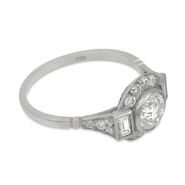 Art Deco Style Diamond Platinum Engagement Ring, Size 7 For Sale - Image 4 of 6