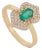 19th Revival Style Emerald Art Deco Ring With Cluster Diamonds Size 6.5 in 14k Gold For Sale