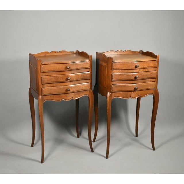 Wood Vintage French Oak Bedside Tables, 1950s, Set of 2 For Sale - Image 7 of 16