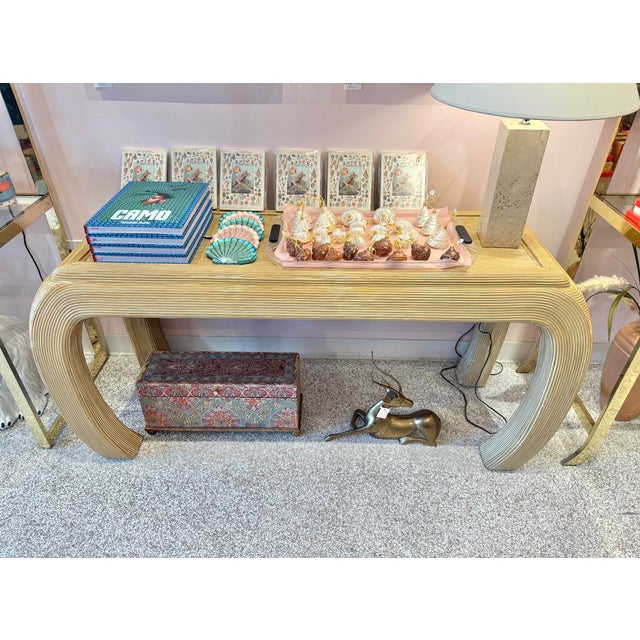 Vintage Curve Legged Pencil Reed Style Console Table For Sale - Image 15 of 16