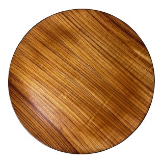 Mid Century Modern Japanese Teak & Black Lacquer "Contempo" Round Serving Tray / Charger For Sale