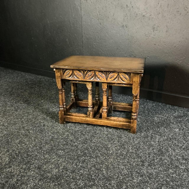 Wood Oak Nest of Tables, 1965, Set of 3 For Sale - Image 7 of 7