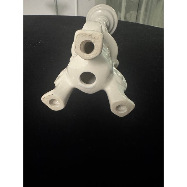 White Vintage Napcoware Provincial White Ceramic Candlesticks For Sale - Image 8 of 9