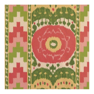 Sample, Schumacher Samarkand Ikat Ii Fabric in Watermelon For Sale