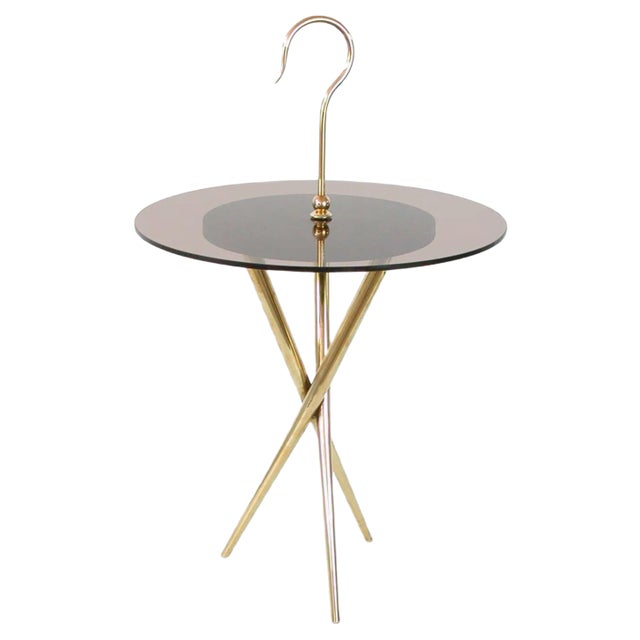 Mid-Century Italian Brass and Tinted Glass Occasional Table, 1950s For Sale