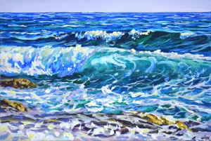 Waves. Stones.Modern Original Painting. Arts Bound