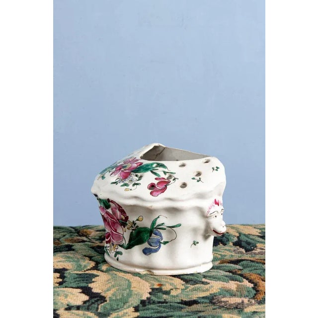 Pink and Green Bough Pot with Grotesques from Moustiers Faience For Sale - Image 3 of 11
