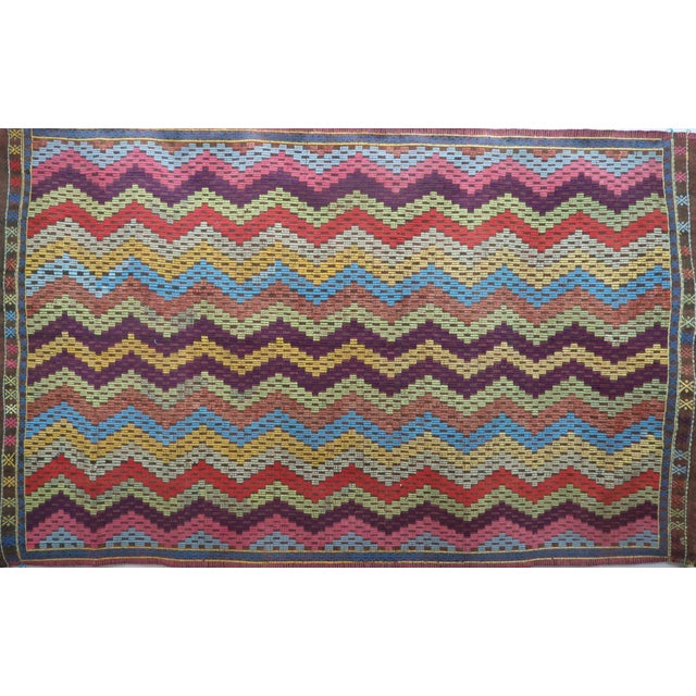 Beautiful vintage Turkish kilim made pure handspun wool and dyed naturally. Beautiful pastel colours. this vintage Cicim...