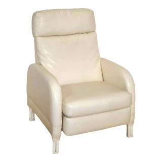 Authentic Original White Leather Barcalounger Recliner Chair For Sale