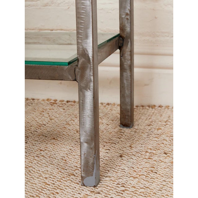 Silver Industrial Vintage Shelving With Glass For Sale - Image 8 of 9