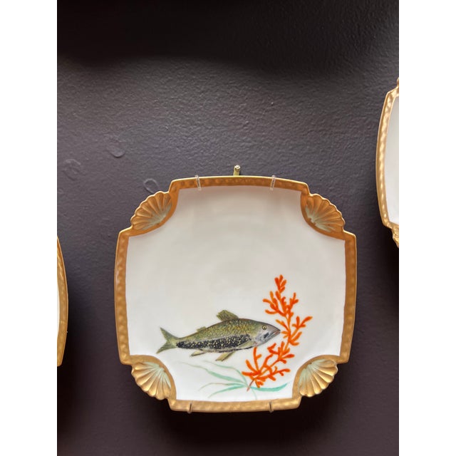 Antique Hand Painted Fish Plates Set 11 Pieces Chairish