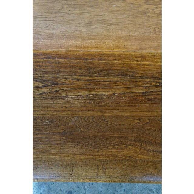 Brown 2 Antique Gothic Revival Quartersawn Oak Carved Church Pews Deacon Bench Pair For Sale - Image 8 of 18