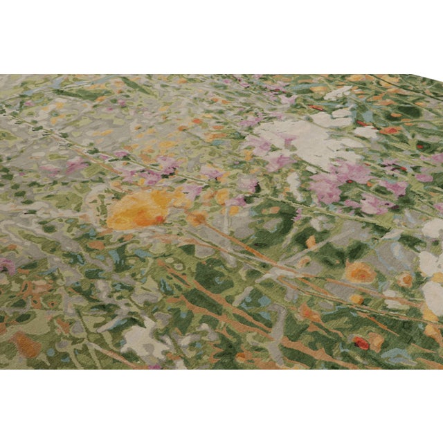 Rug & Kilim’s Abstract Rug in Green With Colorful Patterns “Wild Flowers Spring” For Sale In New York - Image 6 of 7