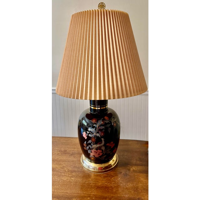 Chinoiserie Mid 20th Century Chinoiserie Peacock Floral Lamp For Sale - Image 3 of 12