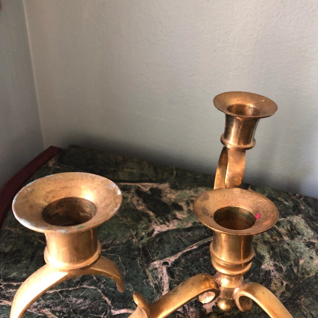 1970s 1970s Vintage Brass Candleholders - a Pair For Sale - Image 5 of 6