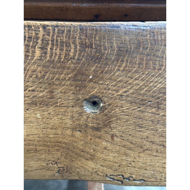 Brown 19th C French Draper’s Table Farmhouse Harvest Work Table 83” For Sale - Image 8 of 18
