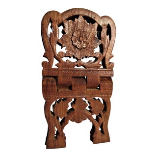 Vintage Book Stand Mid 20th Century Moroccan Hand Carved Wood For Sale