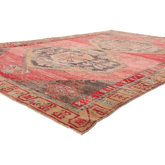 54152 Vintage Turkish Kars Rug, 06'09 x 10'08. The Guardian Flame: A Vintage Turkish Kars Masterpiece of Tribal Majesty...