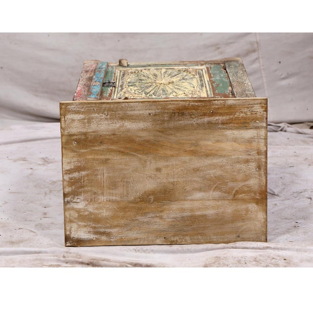 Nightstand Made From Antique Indian Teakwood Architectural Elements For Sale - Image 4 of 8