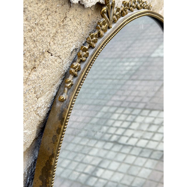 Oval Brass Wall Mirror, Italy, 1950s For Sale - Image 12 of 16