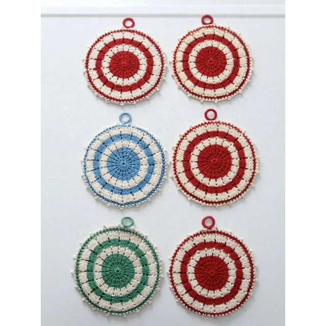 Farmhouse Vintage Handmade Crotchet Pot Holders Set of 6 For Sale - Image 3 of 10