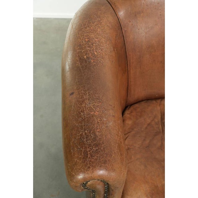 Large Vintage Sheepskin Club Armchairs, Set of 2 For Sale - Image 7 of 15