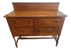 1890s Antique Jacobean Barley Twist English Oak Sideboard