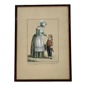 French Engraving Hand Colored Galerie Des Modes Costumes Francais, 1779