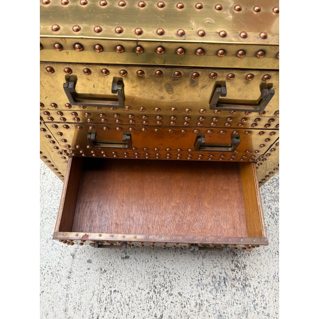 1970s 1970s Brass Campaign Style Nightstand in the Style of Sarried For Sale - Image 5 of 8