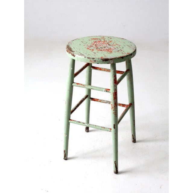 Antique Painted Wood Stool For Sale - Image 6 of 12